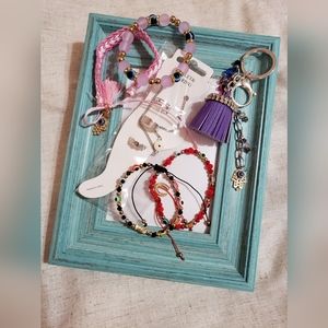 Evil Eye Jewelry Bundle Of 6 Pieces Bracelets, Keychain, Ankle And Toe Rings